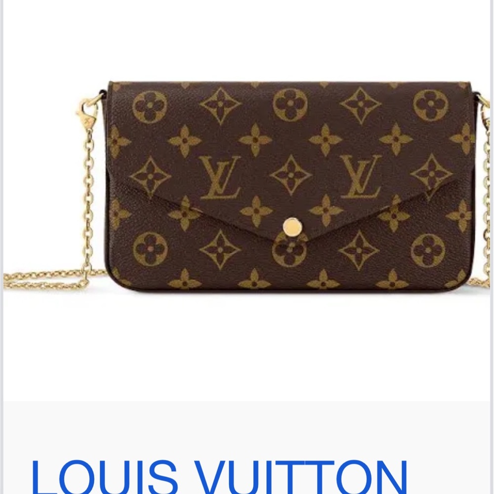 Louis Vuitton Brown Monogram Clutch with Gold Chain